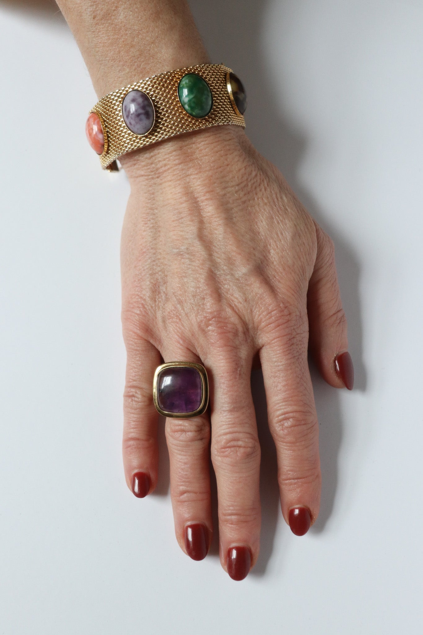 Vintage Thick Colored Cab Bracelet