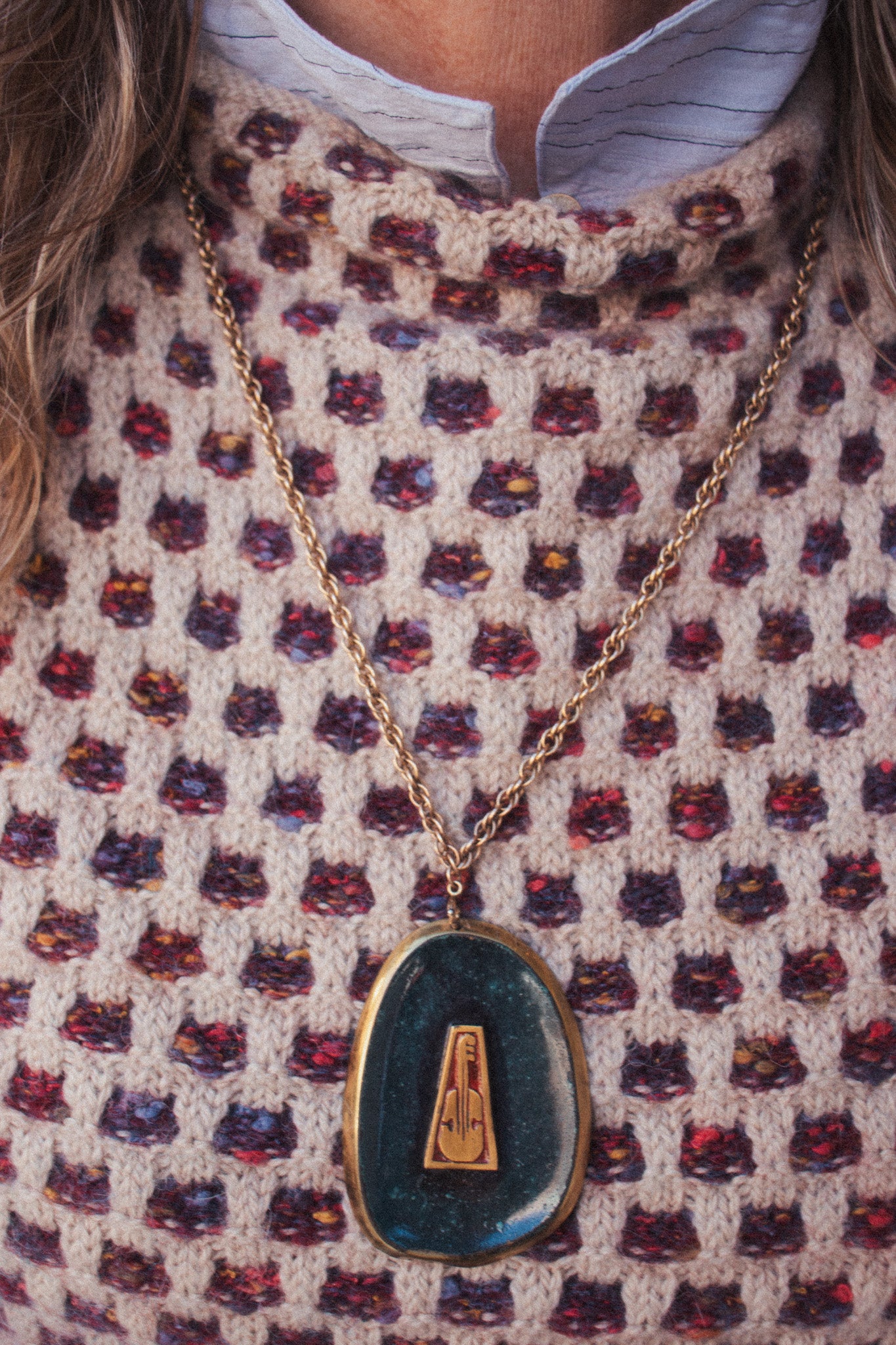 Vintage Guitar Pendant Signed