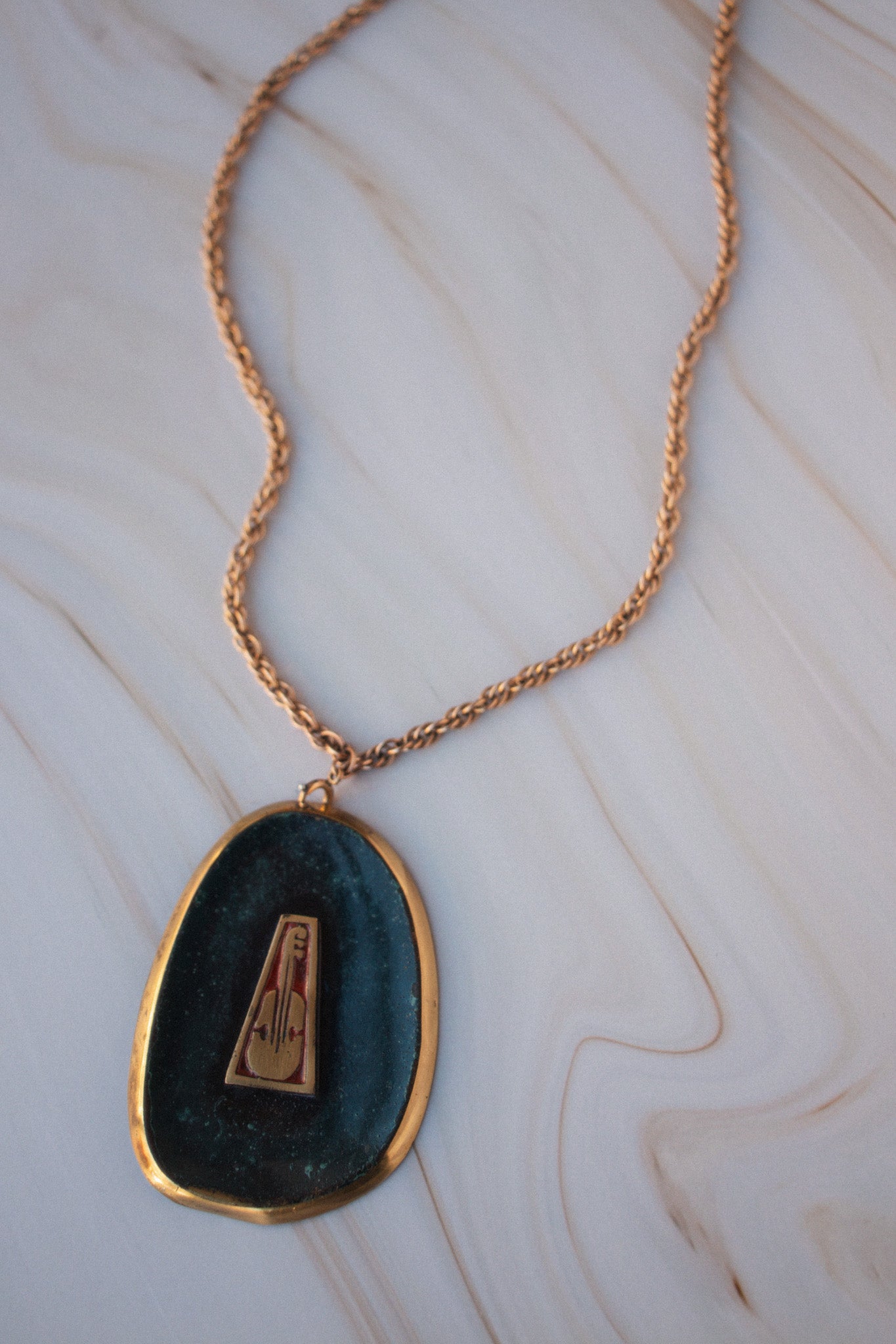 Vintage Guitar Pendant Signed