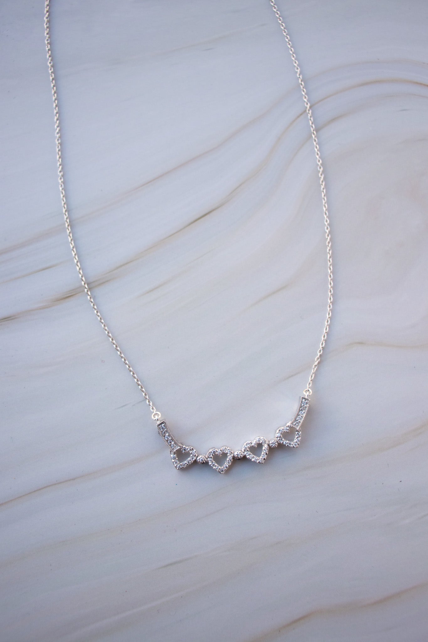 Vintage Silver Diamond Movable Hearts