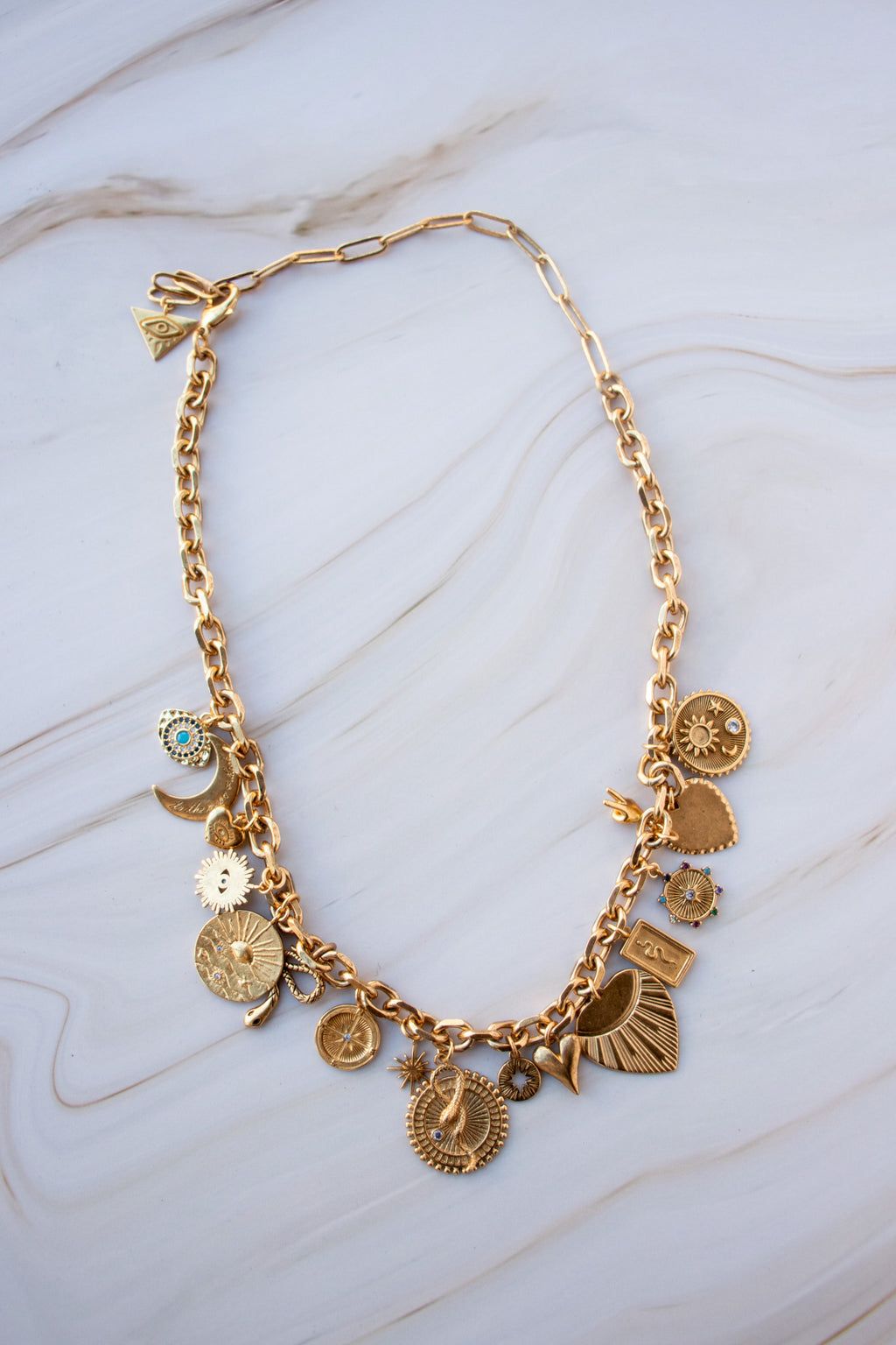 Dayanna Necklace | Gold Chunky Charm Necklace