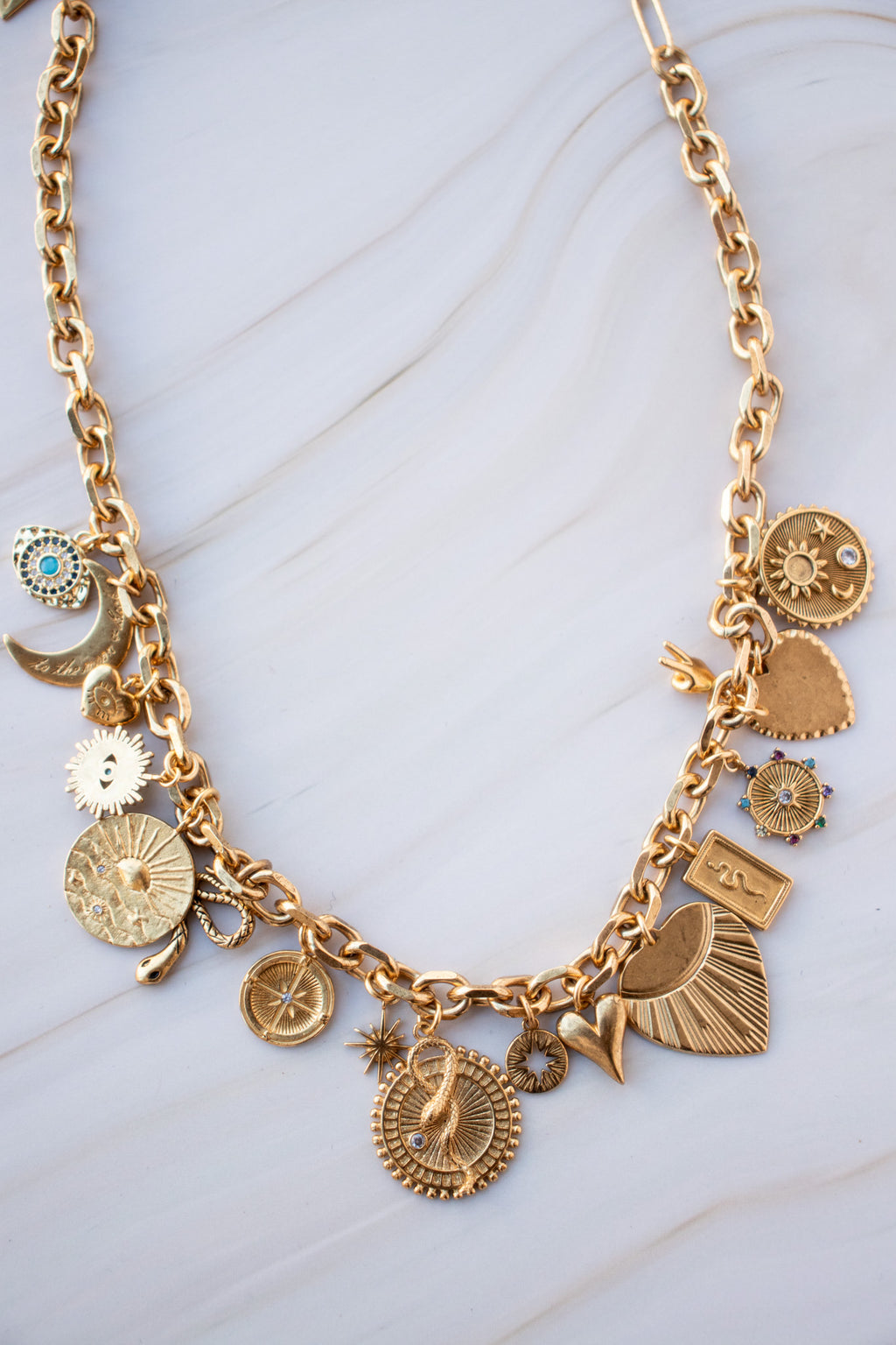 Dayanna Necklace | Gold Chunky Charm Necklace