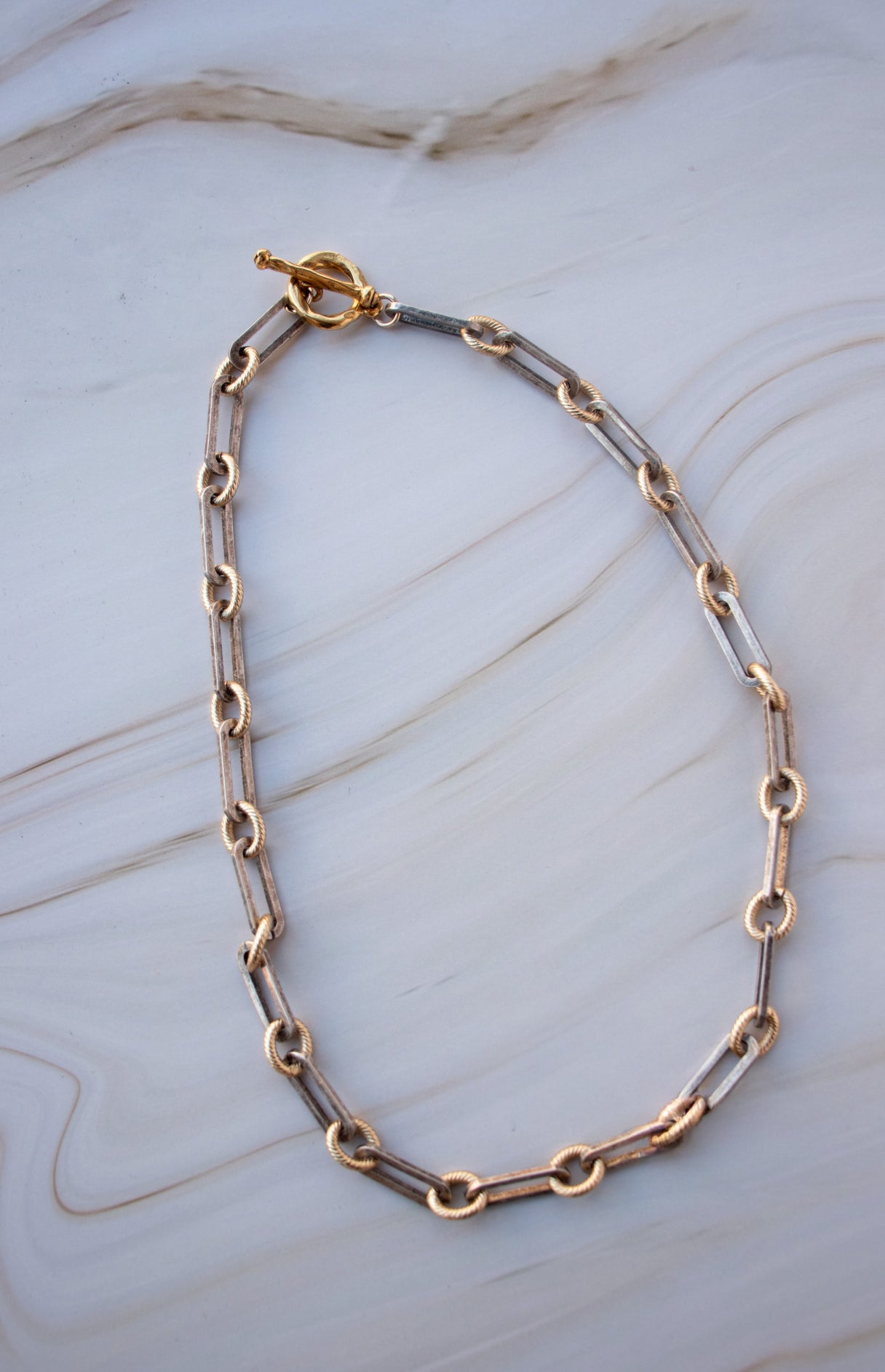 Antique gold/silver long necklace