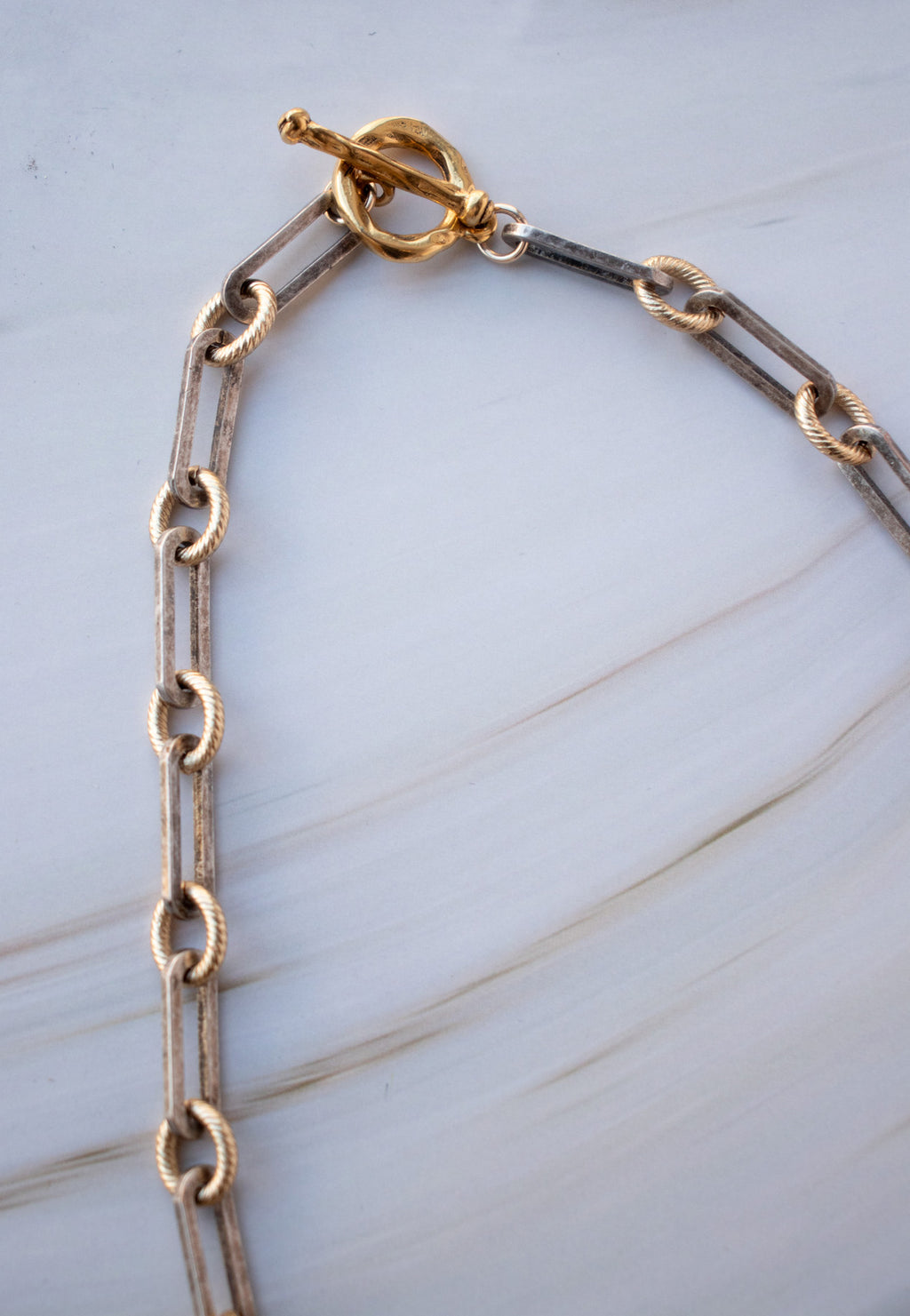 Antique gold/silver long chain necklace