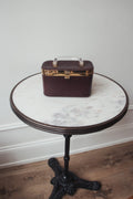 50's Maroon Leather Lucite Box