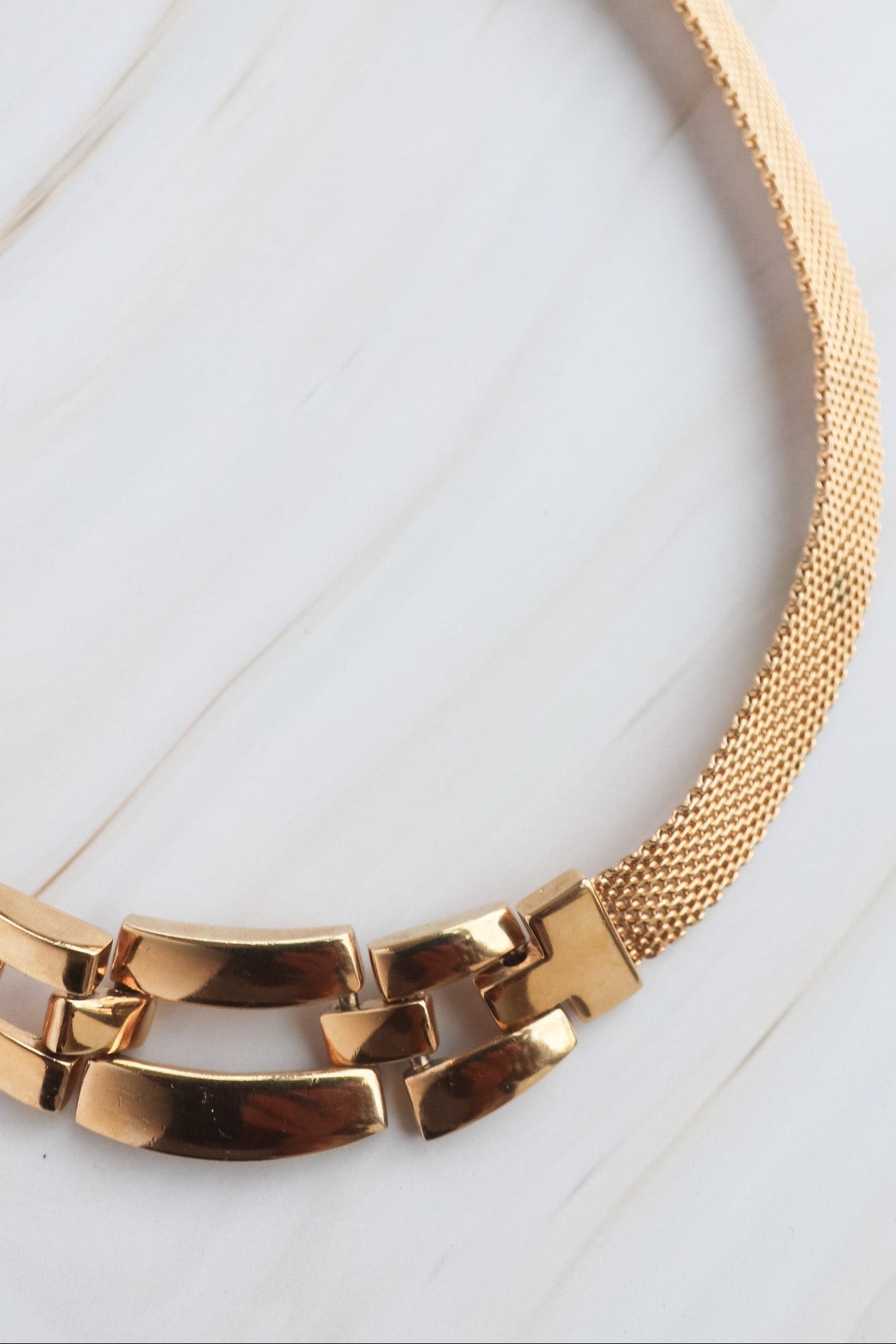 vintage Gold collar necklace on a white background