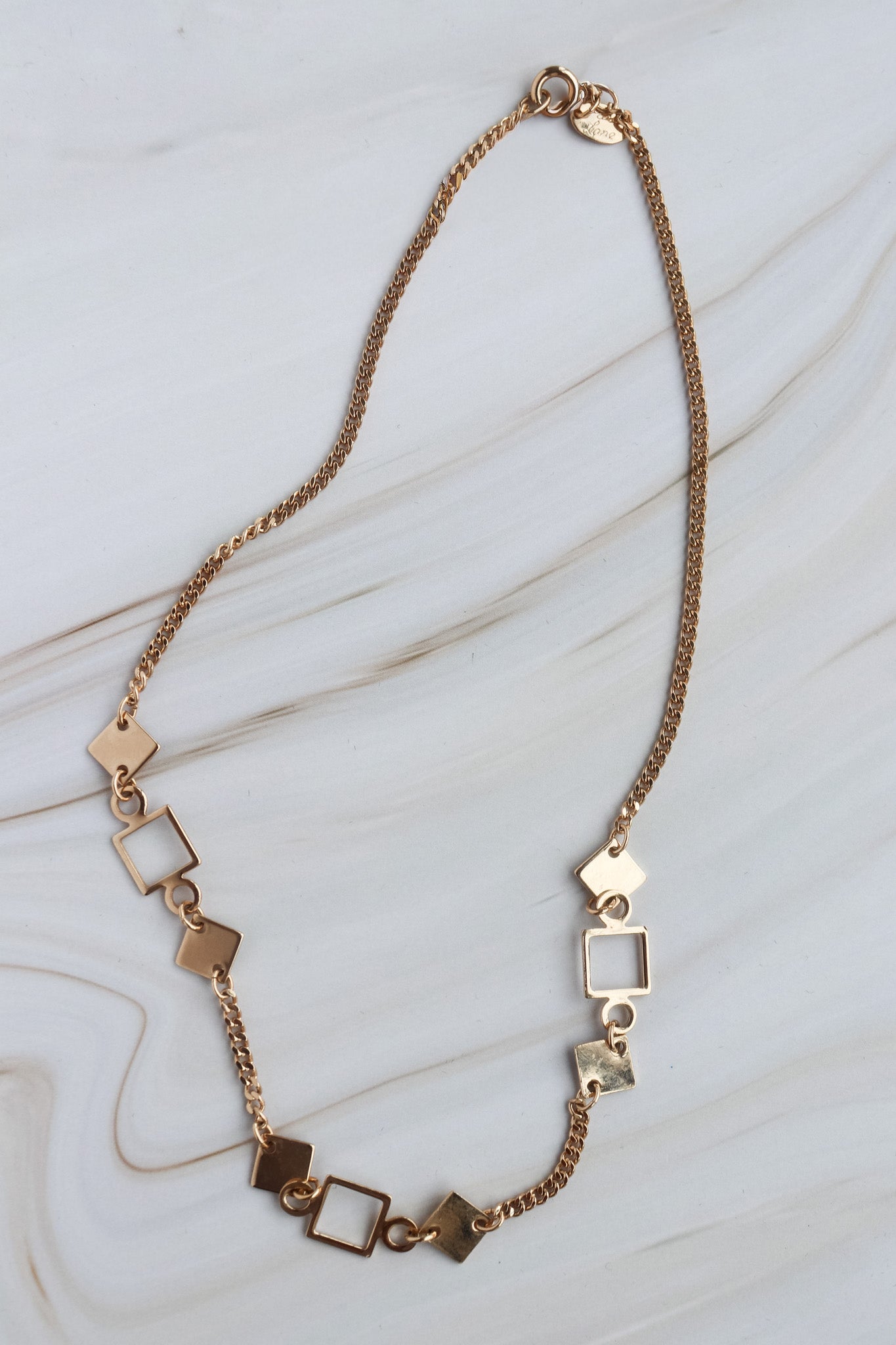 Dainty Geometric Signed Necklace