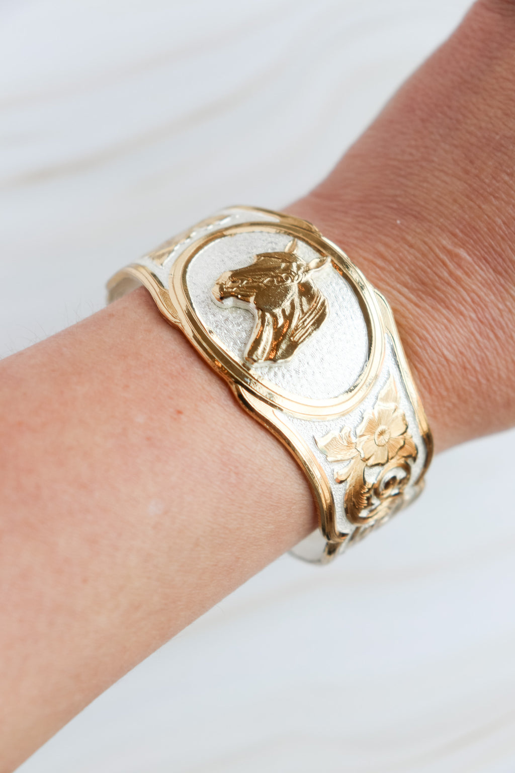 Vintage Gold and Silver Horse Cuff