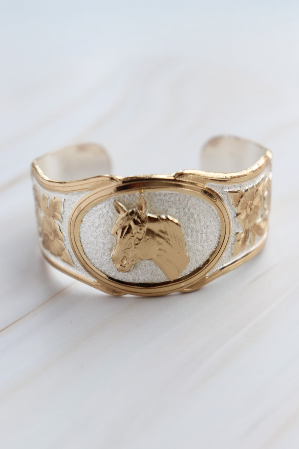 Vintage Gold and Silver Horse Cuff