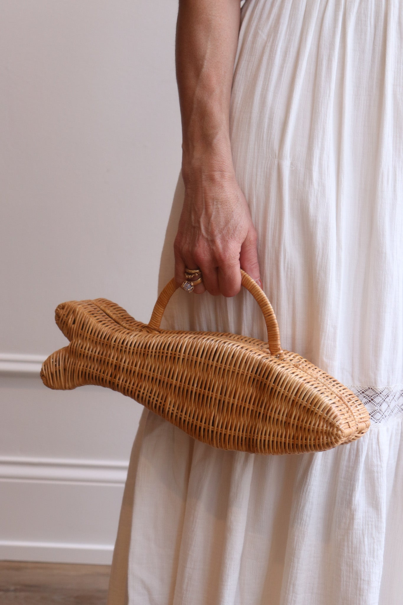 Raffia Wicker Fish Statement Purse