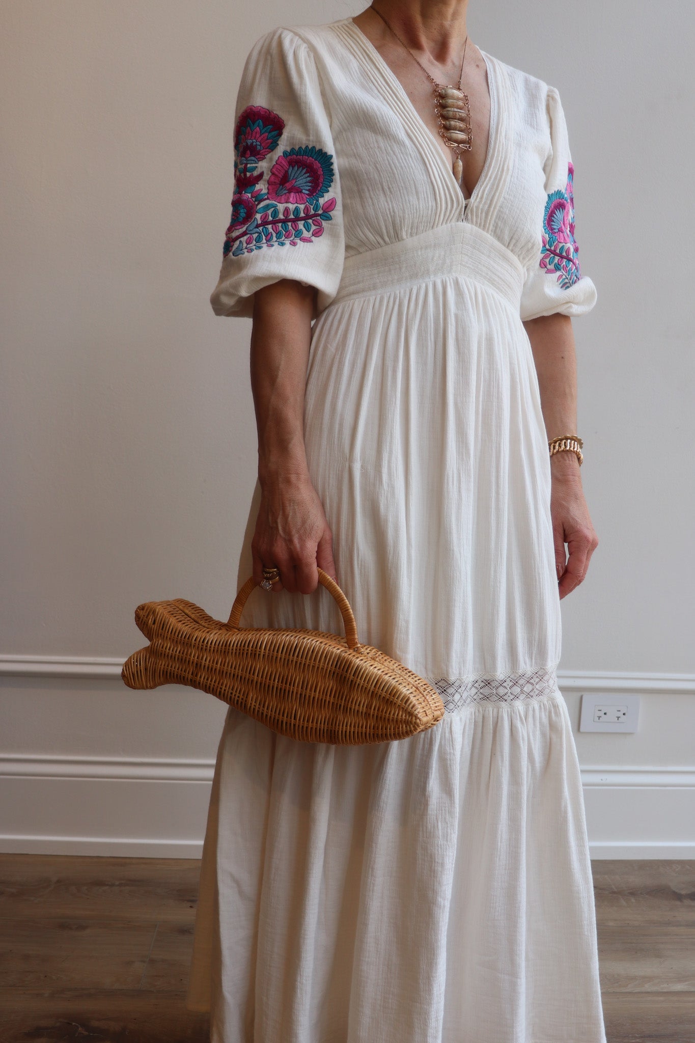 Raffia Wicker Fish Statement Purse