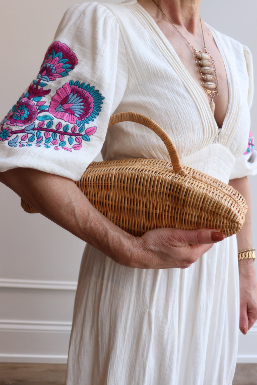 Raffia Wicker Fish Statement Purse