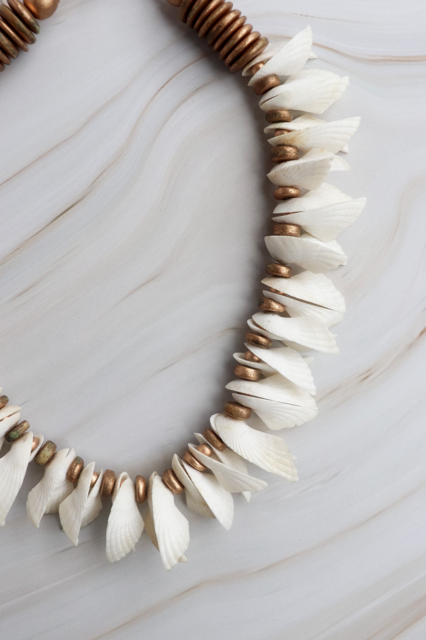 vintage chunky bold bib shell necklace with gold beads