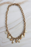 Vintage fish, star, seahorse Charm Necklace - signed Dora 1950/60's