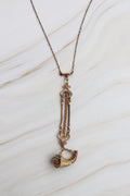 Late 1800's victorian gold horn necklace with old watch fab