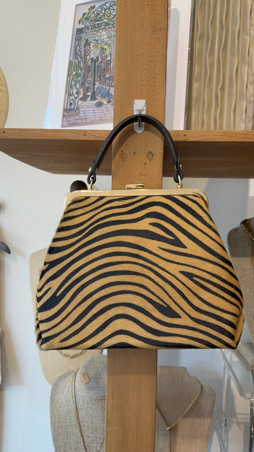 Leather Zebra Print Bag