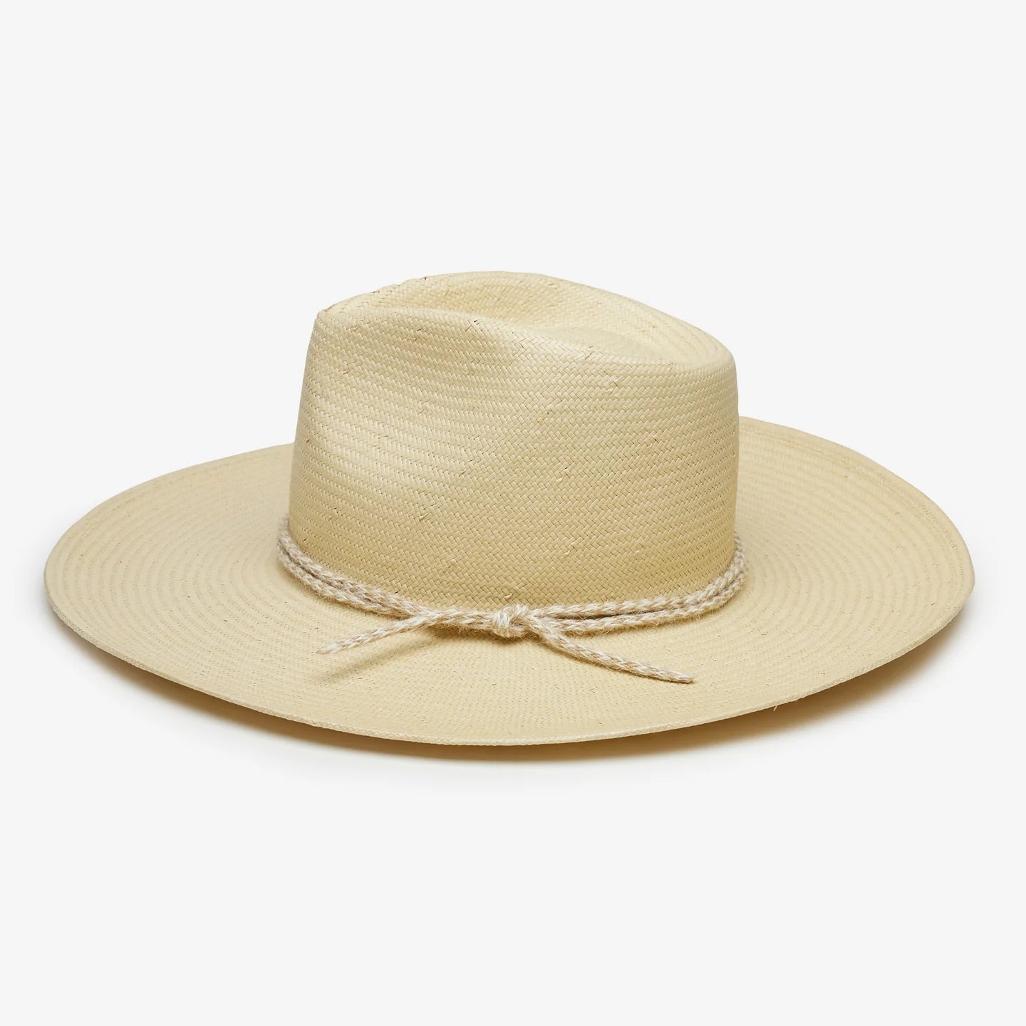 Beige straw hat with a wide brim on a white background, rancher style hat, cowgirl hat, hats for spring, hats for summer, summer wide brim hat 