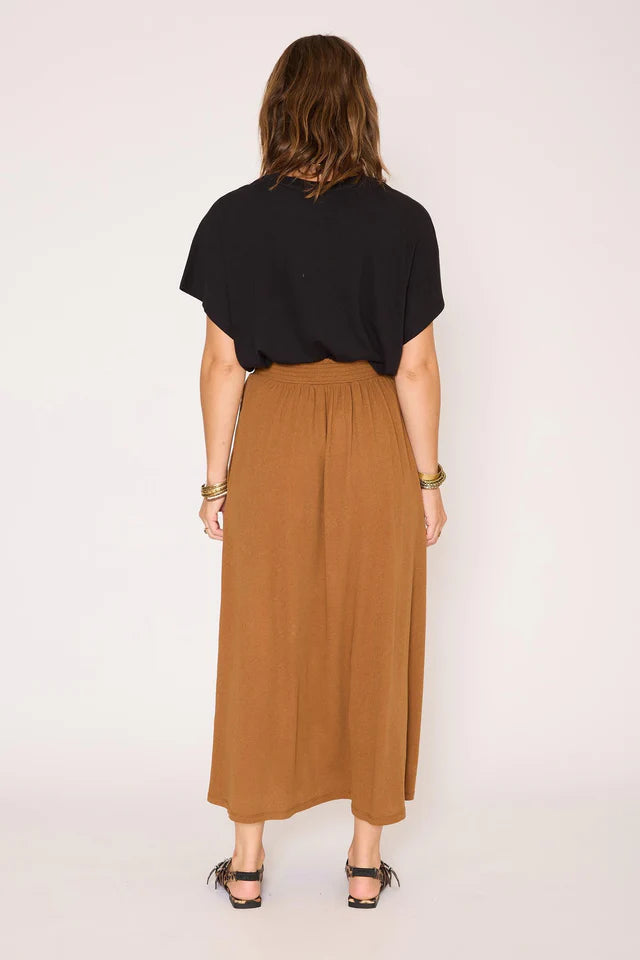 Cotton Maxi Skirt in Nutmeg