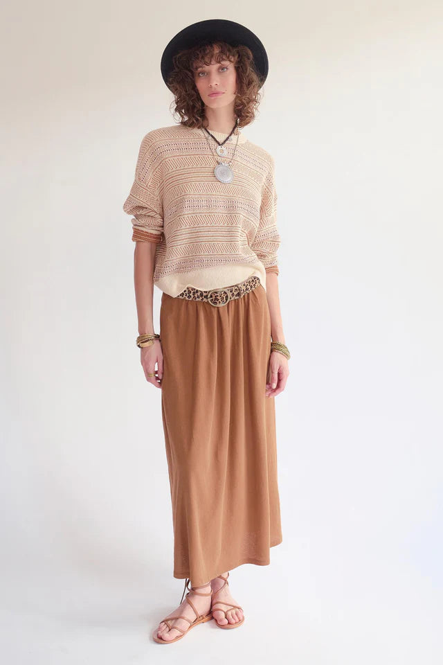 Cotton Maxi Skirt in Nutmeg