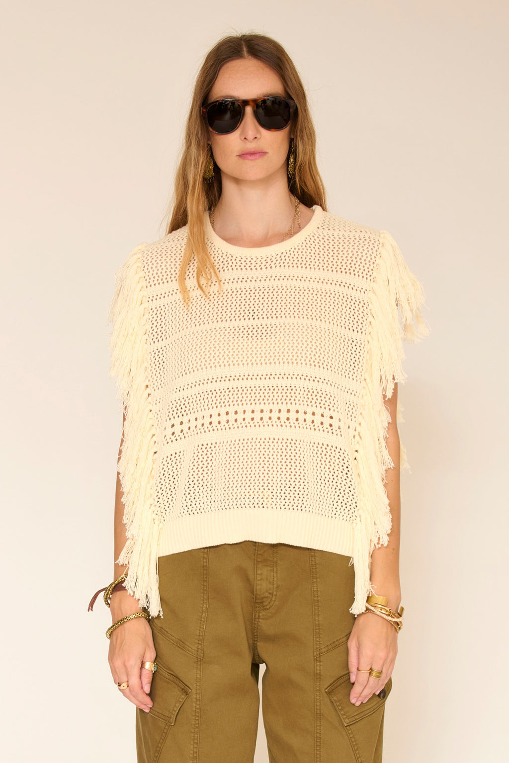 Keline Knit Fringe Vest