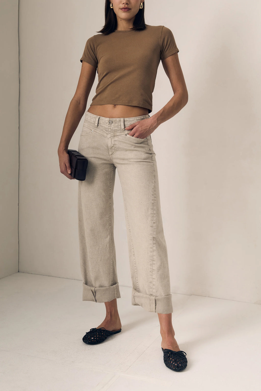 Selena Cropped Cuff Mid-Rise