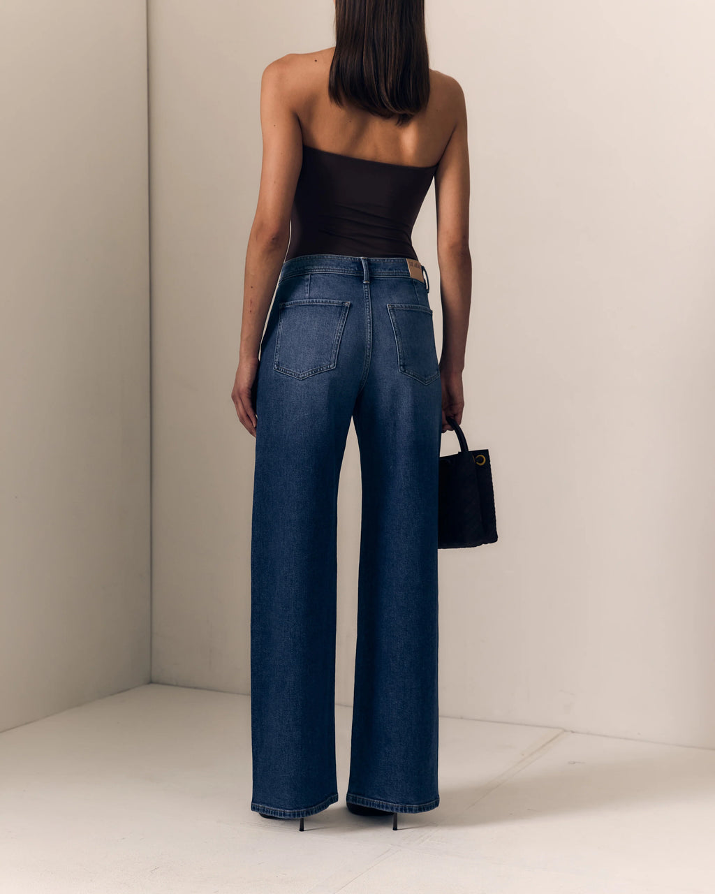 Le Jean Column Trouser in Mirage Wide Leg Dark Denim