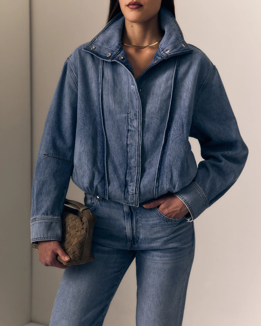 Cotton Denim Bubble Jacket