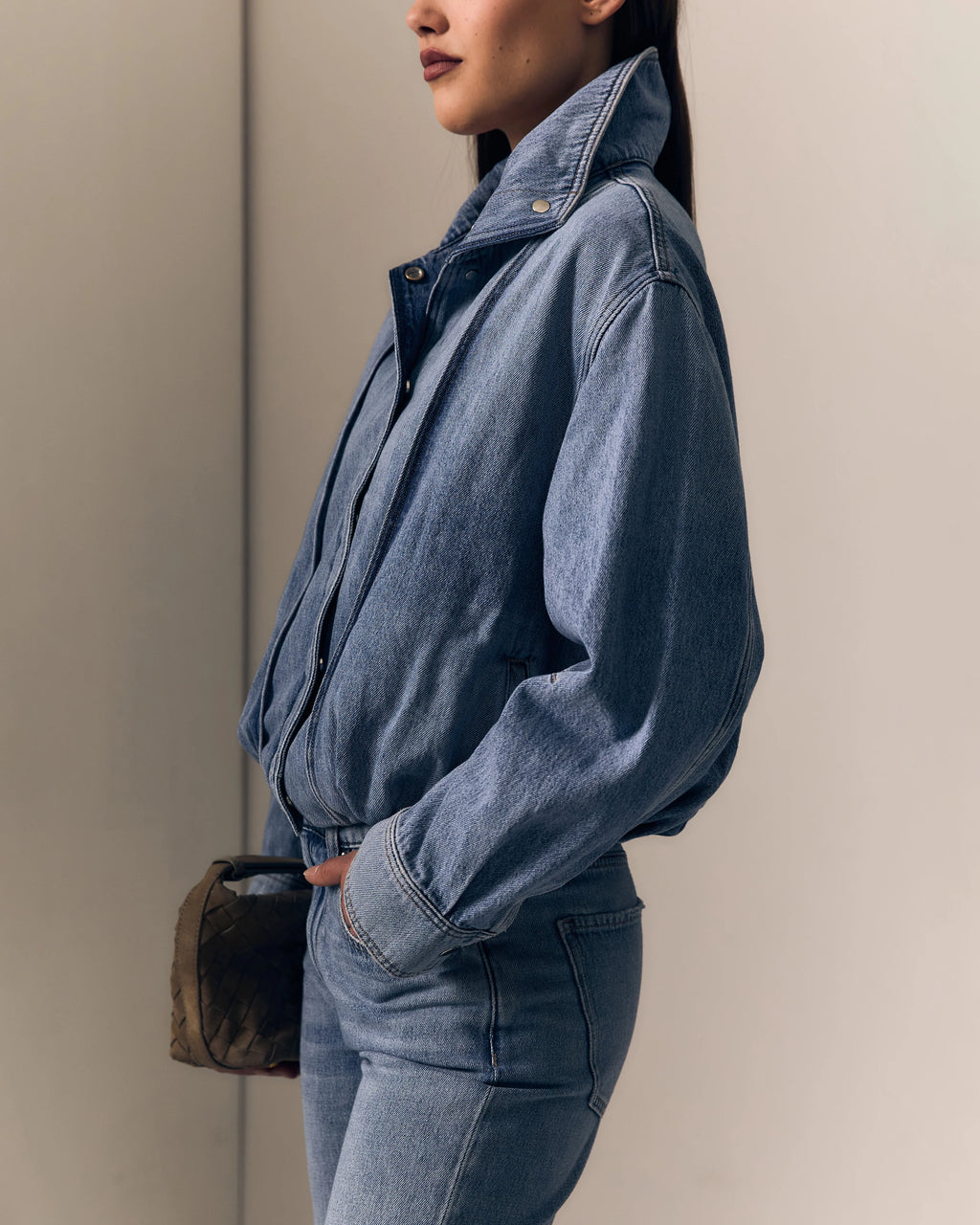 Cotton Denim Bubble Jacket