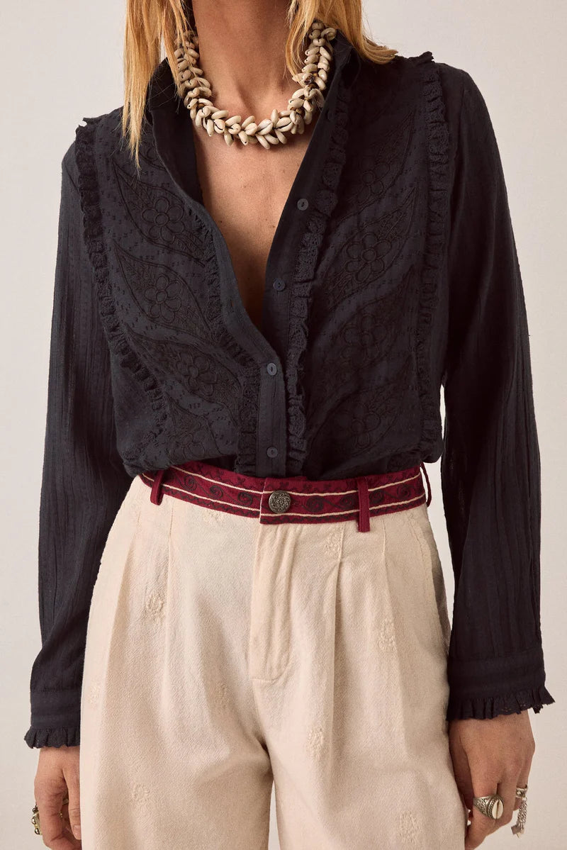 Black Embroidered Shirt