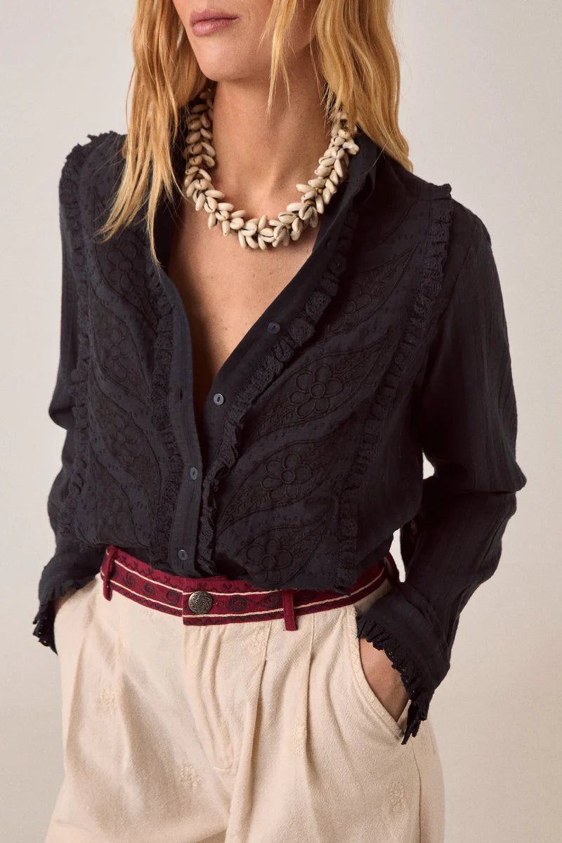 Black Embroidered Shirt