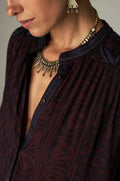 Mojo Marie Blouse with Blue Accents