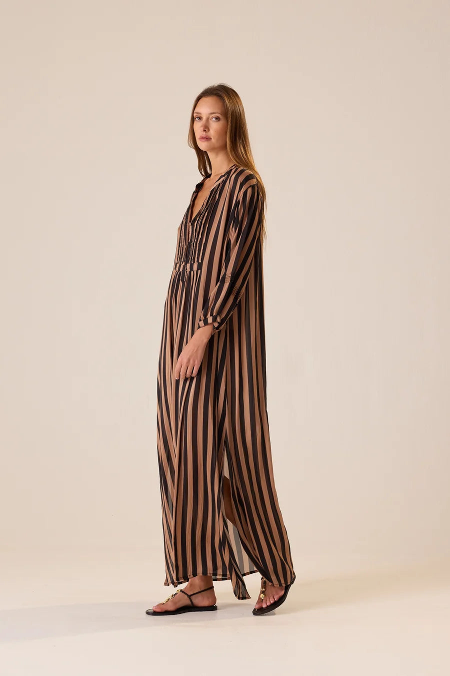 Lulu Black and Tan Stripe Dress