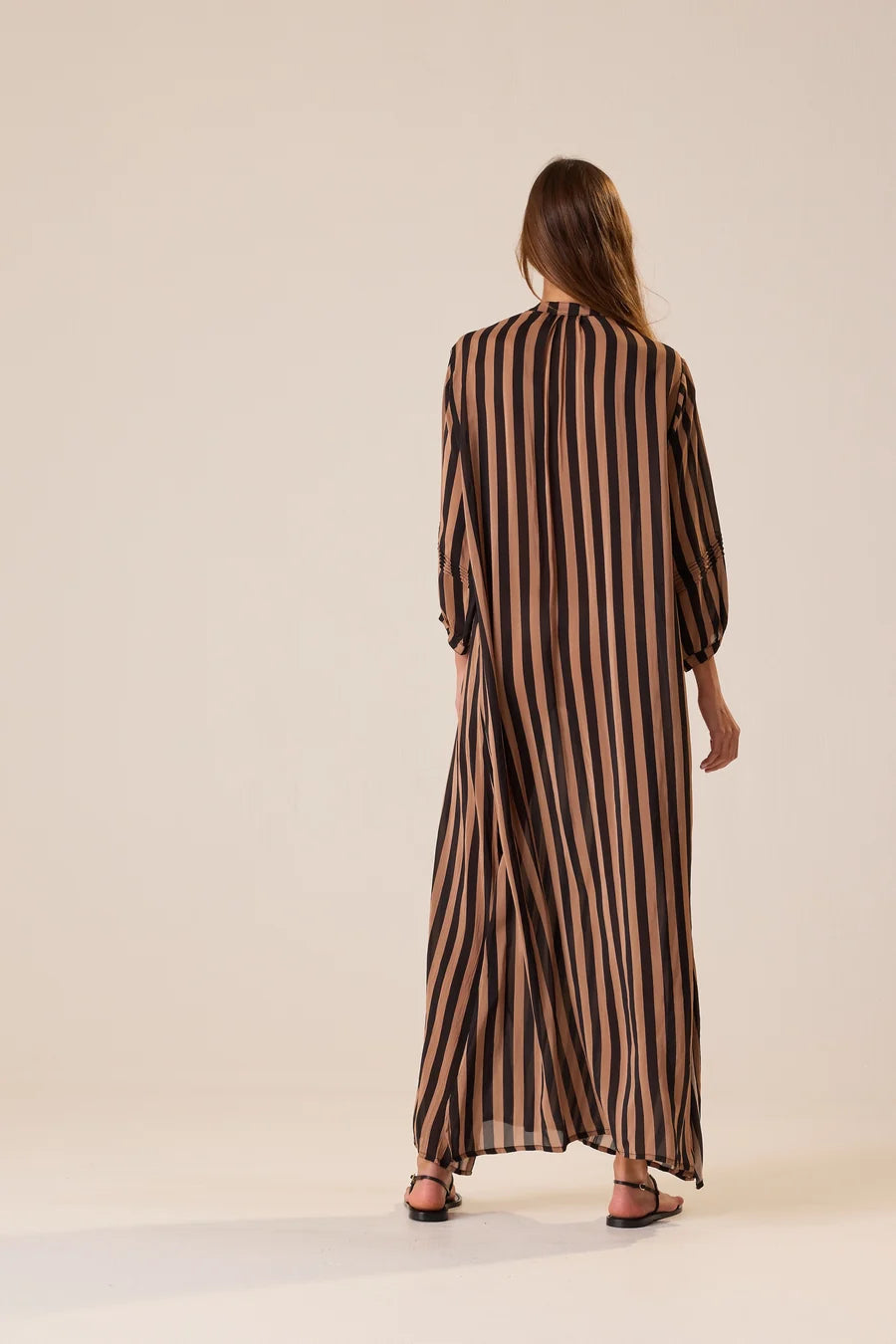Lulu Black and Tan Stripe Dress