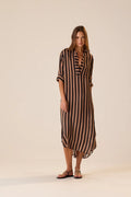 Lulu Black and Tan Stripe Dress