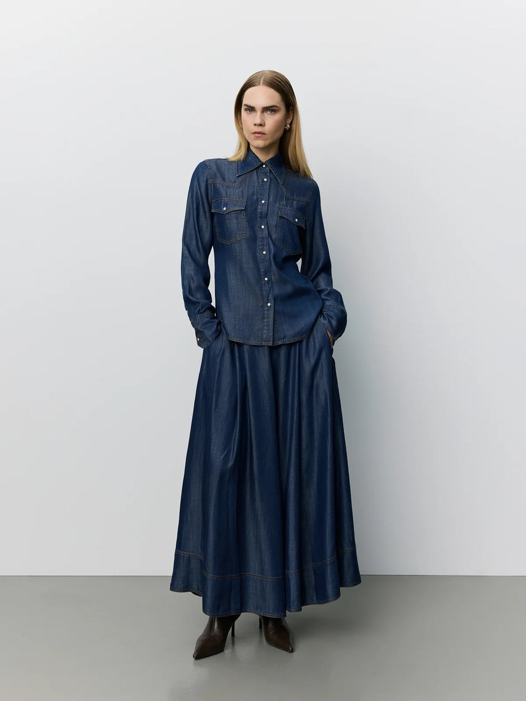 Dark Denim Tencel Skirt