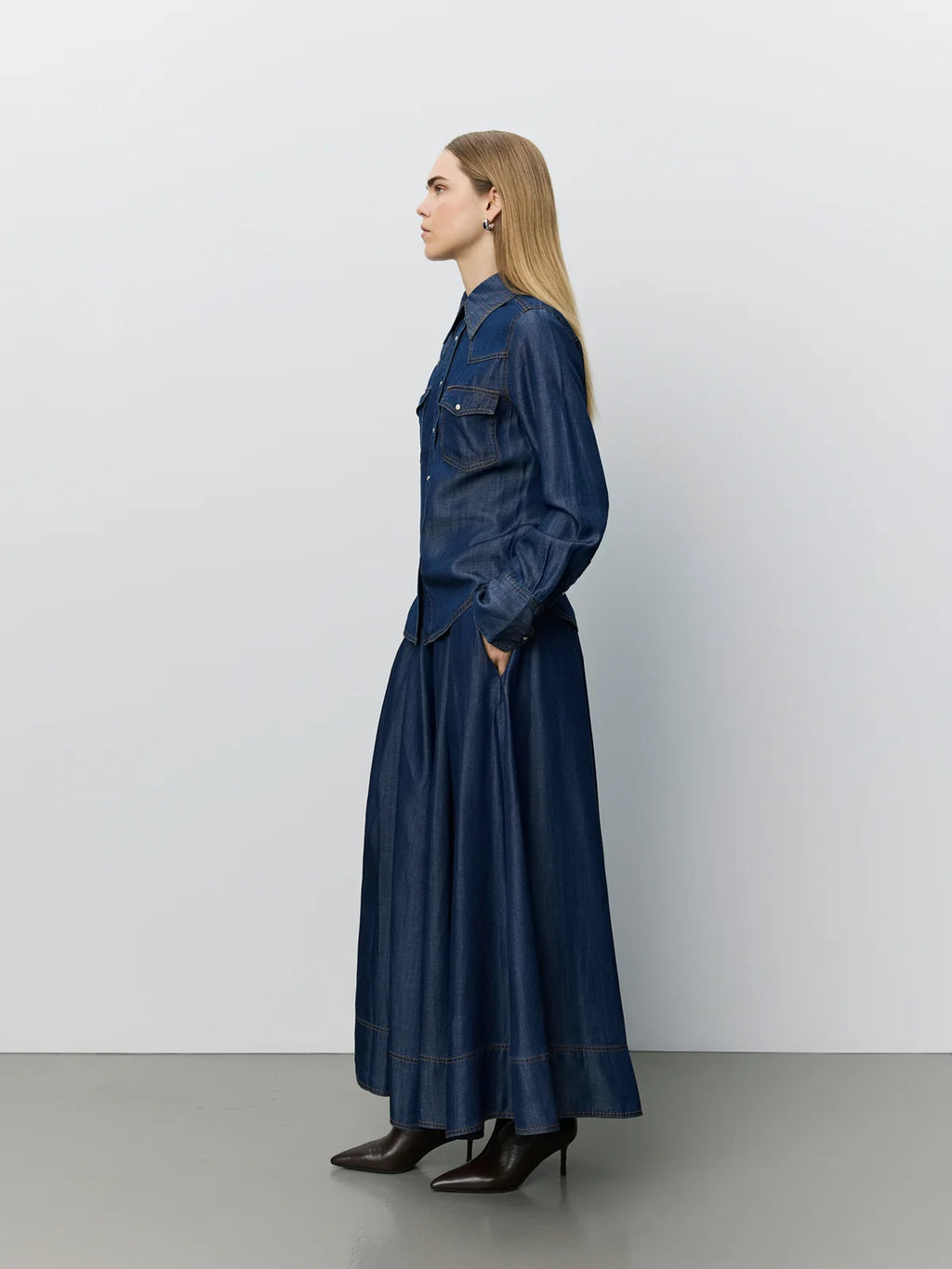 Dark Denim Tencel Skirt