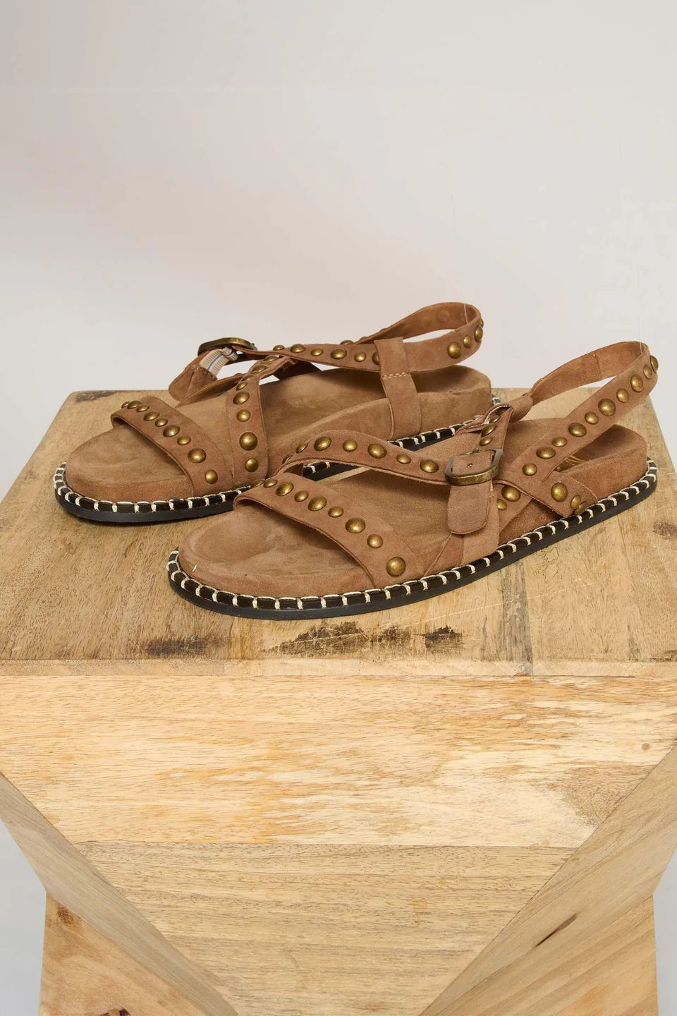 Suede Sandal with Grommets