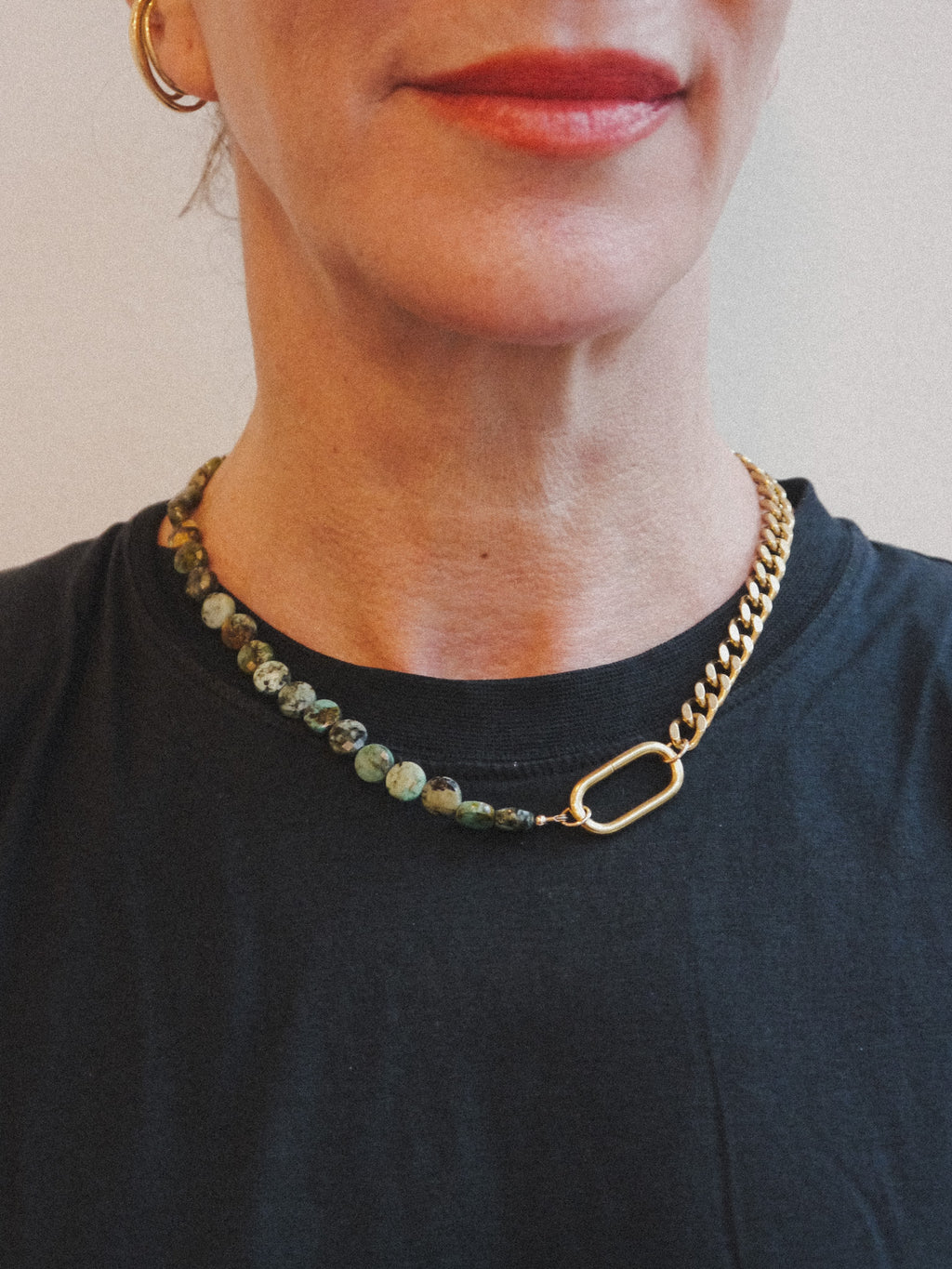 Race Track and African Turquoise Necklae