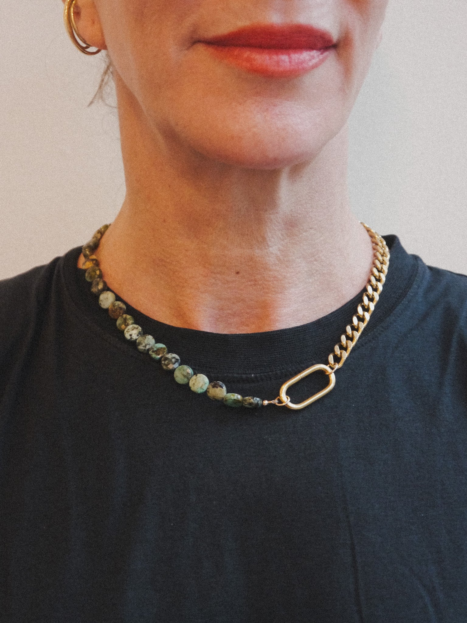 Race Track and African Turquoise Necklae