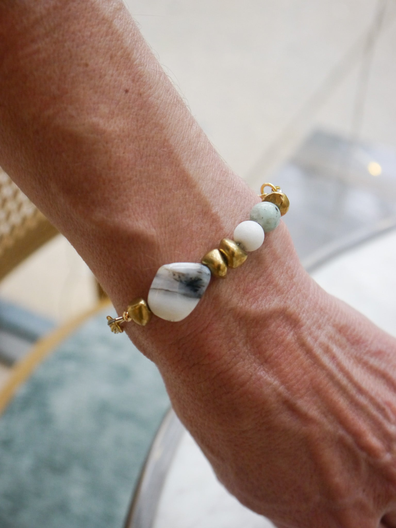 Meridian Peruvian Opal and Kiwi Jasper Bracelet
