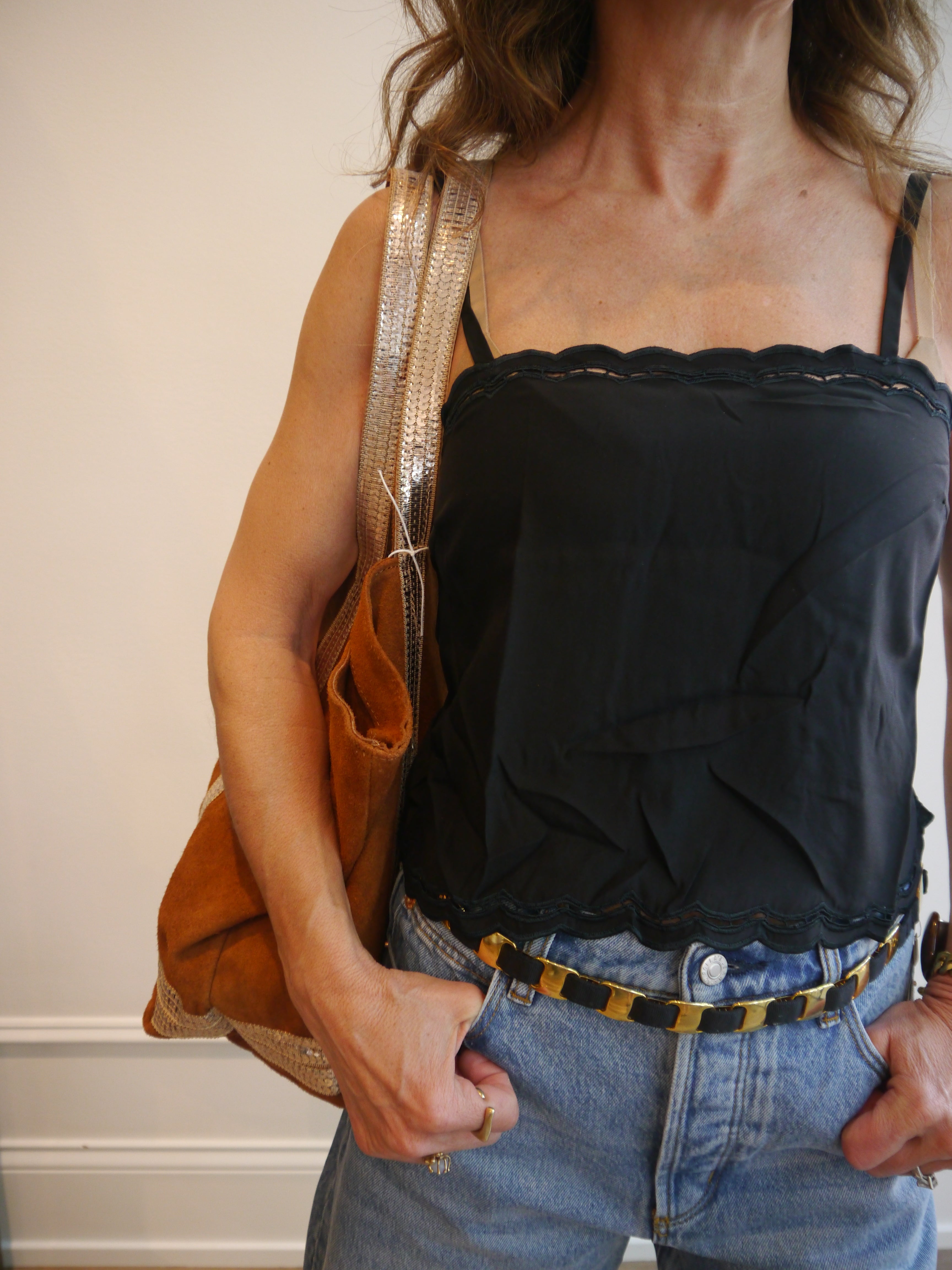 Suede Tote with Beaded Detail
