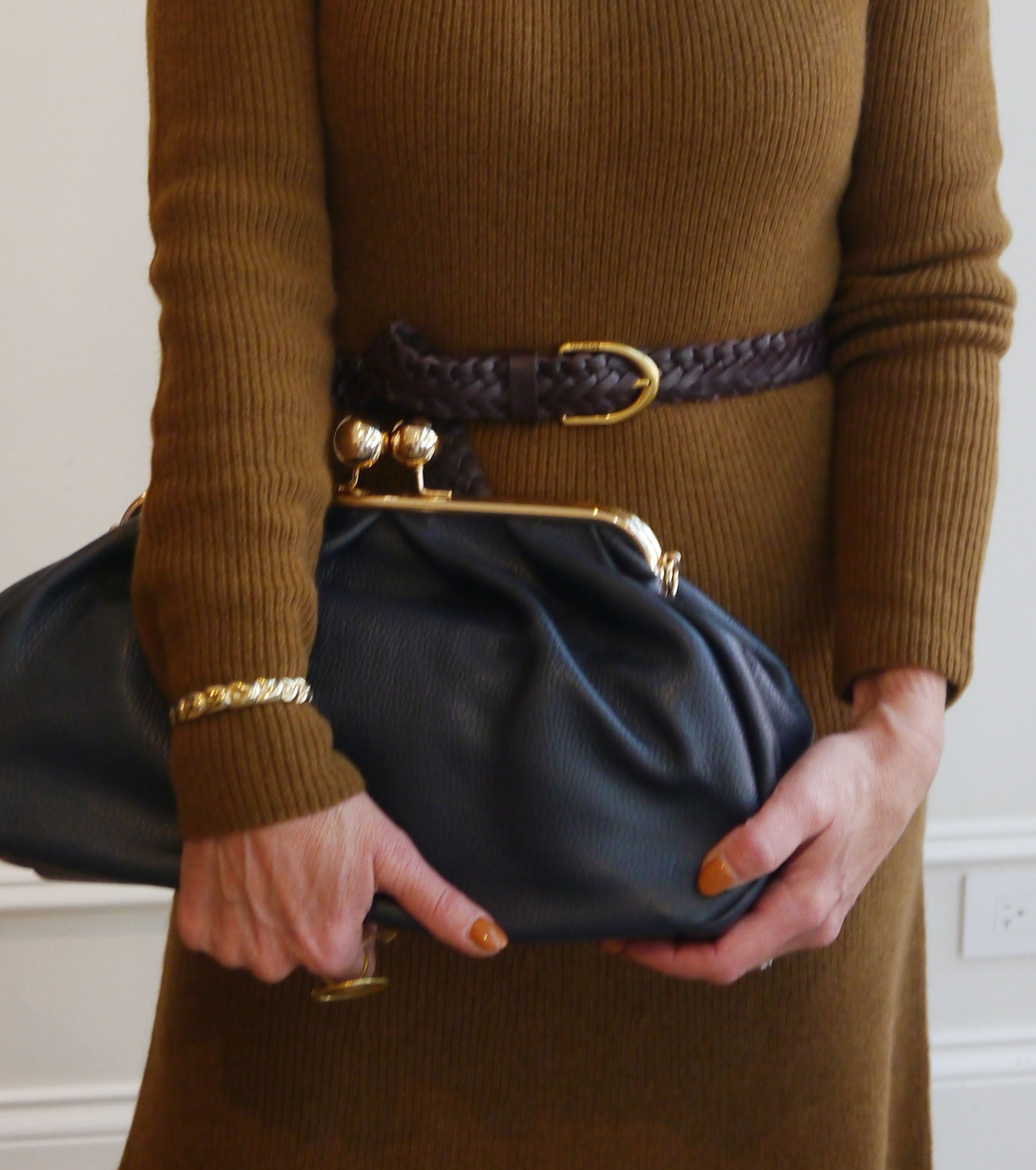 Navy Leather Oversized Purse