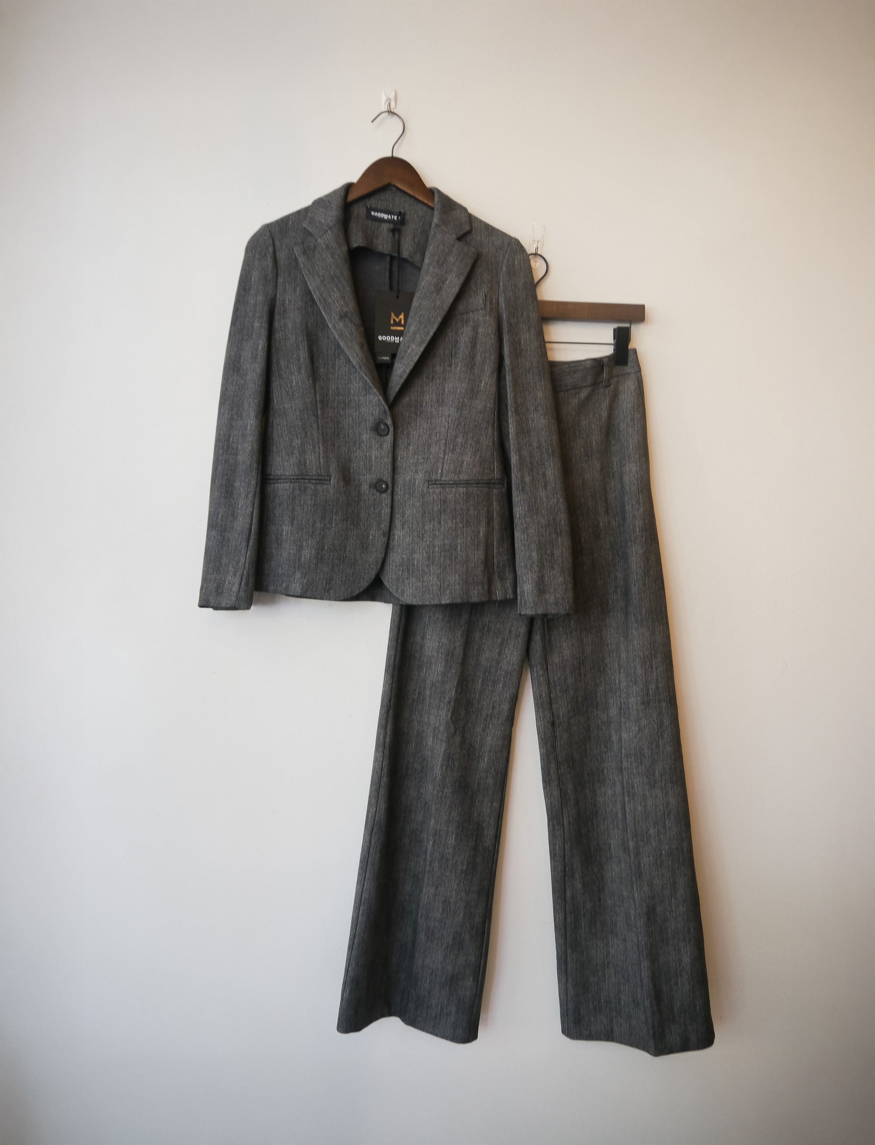 Grey Herringbone Stretch Pant