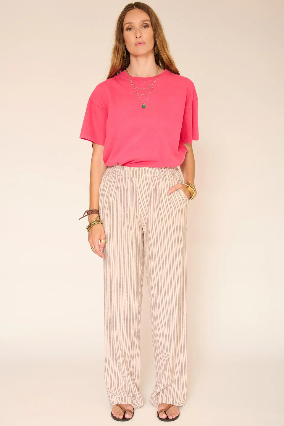 Striped Cotton/Linen Pedel Trouser Pant