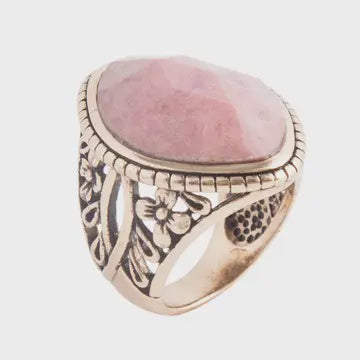 Rhodonite Stone and Bronze Ring