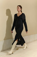 3/4 Sleeve Black Knit Dress
