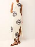 Patricia Dress | Sleeveless Abstract Floral Knit Maxi Dress