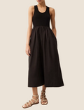 Anya Dress | Black Tank Top A-Line Midi Dress