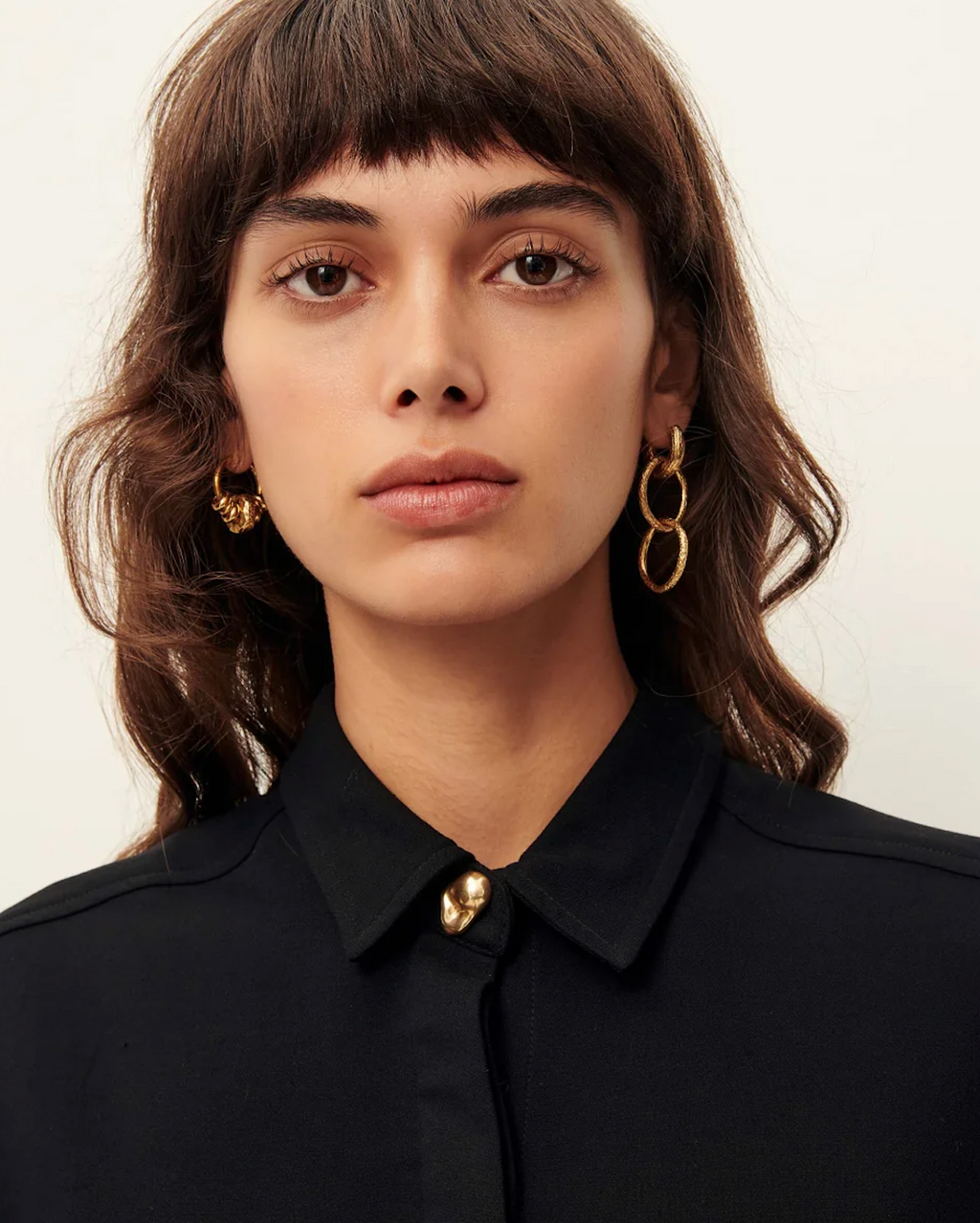 Leelo Gold Textured Huggie Hoop Earrings