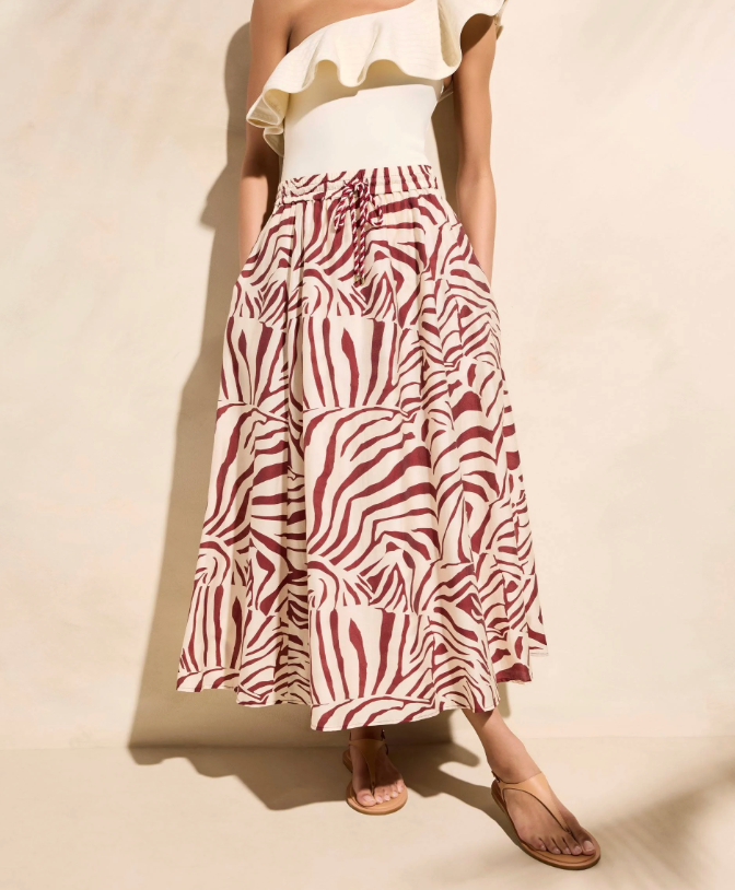 Mirelle Skirt | Maxi Abstract Zebra Pattern